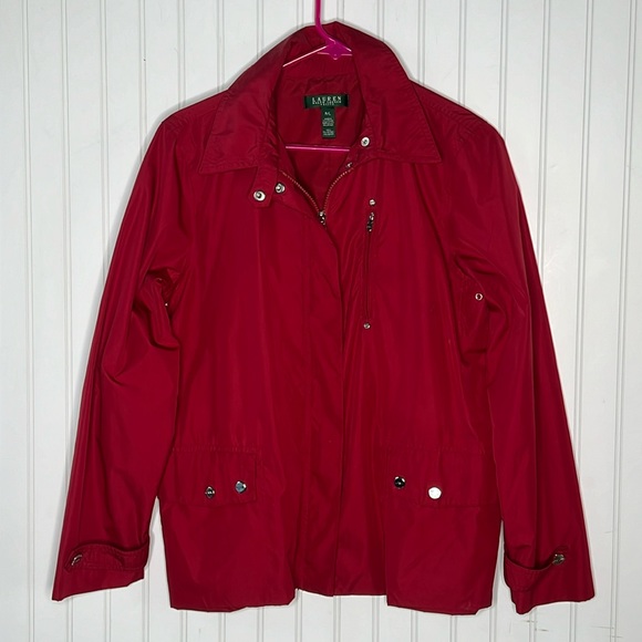 LRL Red Lightweight Windbreaker Size Large Petite - Picture 1 of 15